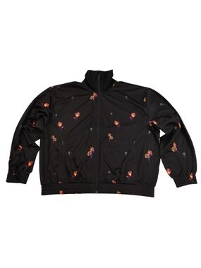 Adidas Floral Print Track Jacket Black Full Zip Athletic Jacket Large